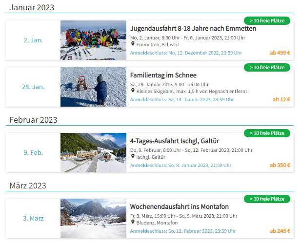 Ausfahrten für die neue Saison 2022/23
